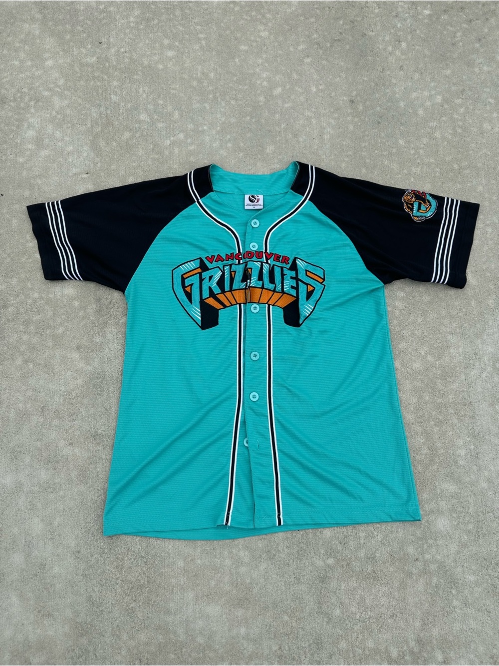 Vancouver Grizzlies Teal & Black Button-Up NBA Baseball Jersey
